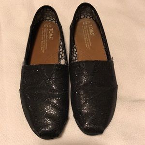 Toms black sparkly shoes size 6.5